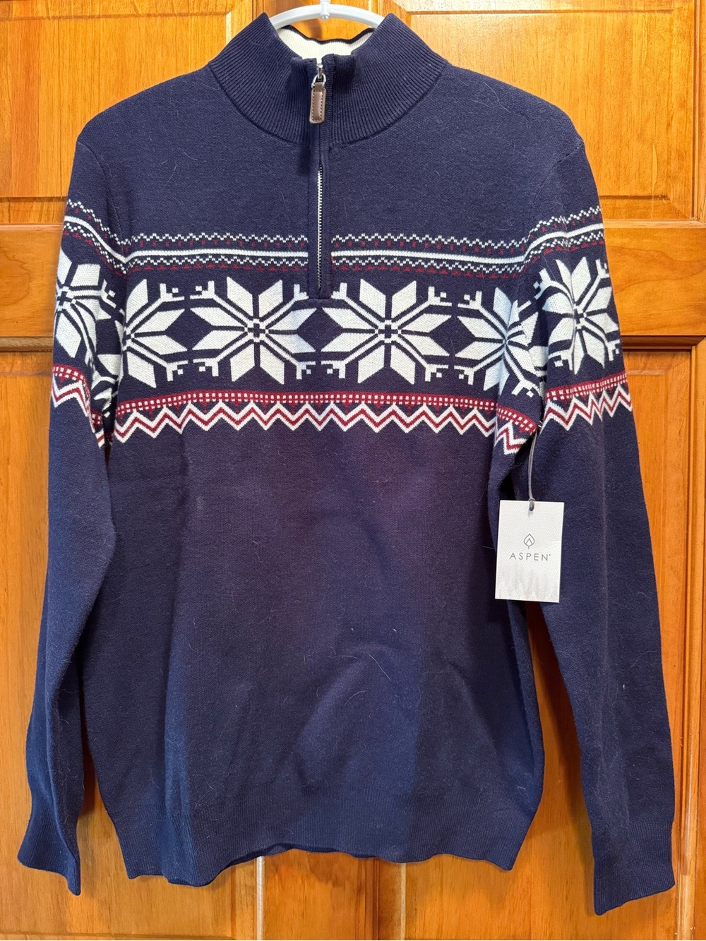 Aspen Men’s Navy Fair Isle Half-Zip Pullover Sweater